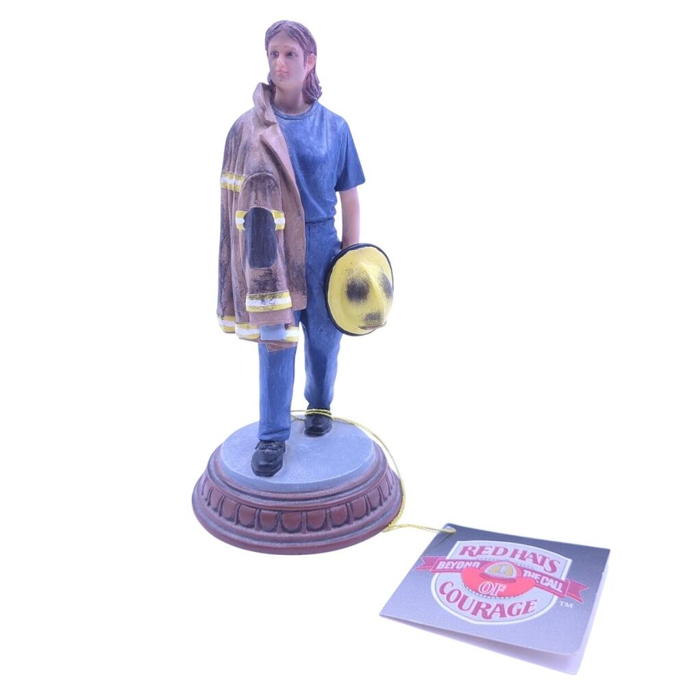 Vanmark Red Hats of Courage "Task Completed" Female Firefighter Figurine Resin